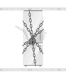 Closed refrigerator chain. Large padlock. Stop - vector clipart