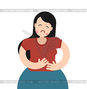 PMS menstrual pain girl. Woman suffering of - vector image