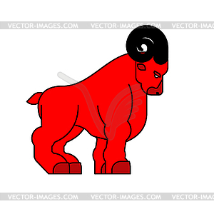 Red ram . Horned sheep. Farm animal - vector image