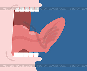 Сильный язык с мышцами. Открытые зубы рта и - векторный рисунок