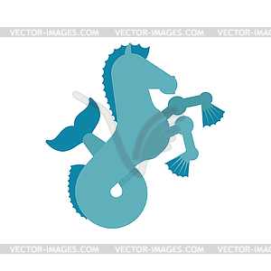 Sea Pegasus Heraldic animal. Fishy horse with - vector clip art