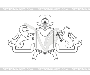 Heraldic Shield Sea lion and Hippocampus and - vector image