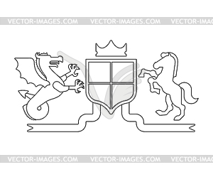 Heraldic Shield wyvern and Horse and Knight - vector image