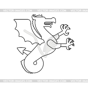 Wyvern Heraldic animal linear style. Sea Dragon wit - vector image