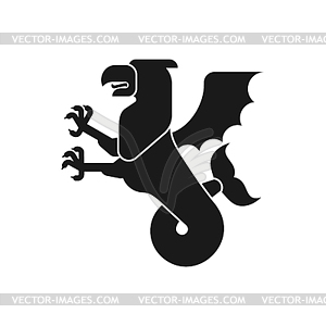 Sea griffin Heraldic animal Silhouette. Griffin wit - vector clip art