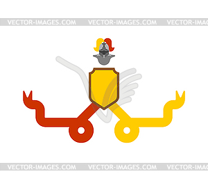 Рыцарский шлем Геральдический щит. Геральдика шаблонов - векторное изображение клипарта