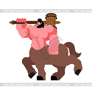 Centaur warrior with hammer strong. Powerful - vector clipart