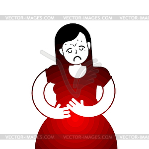 PMS icon. Menstrual pain girl sign. Woman - vector clip art