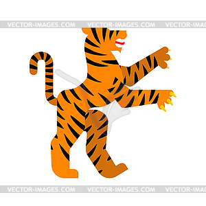 Тигр Геральдическое животное. Фантастический Зверь. монстр - векторизованное изображение