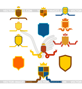 Комплект кроны геральдических щитов. Геральдика шаблонов - векторный графический клипарт