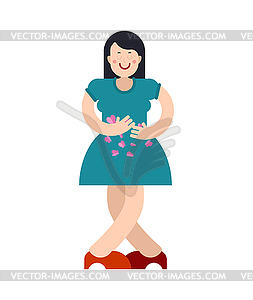 Butterflies in stomach Woman loves. Female in love - vector clipart