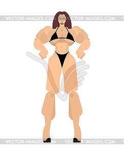 Bodybuilding Female posing. Beautiful sporty body - vector clipart