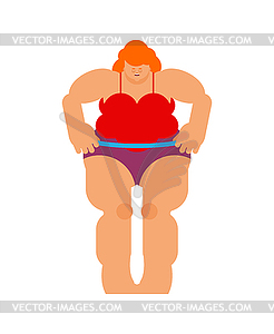Fat woman and hulahup. Exercises for weight loss. - vector clipart