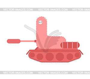 Военная лама Альпака танк. Симпатичная пушистая военная машина - векторный рисунок