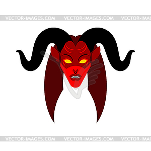 Female demon with horns face. Woman devil. - vector image