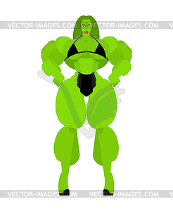 Superwoman Superhero Strong green woman. - vector clipart