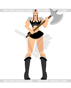 Barbarian woman. Lady viking. Strong female - vector image