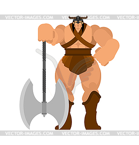 Barbarian with Ax. Strong Warrior with weapons Big - vector clipart / vector image