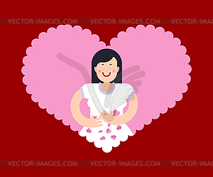 Butterflies in stomach Woman loves. Female in love - vector image