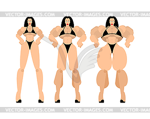 Bodybuilding Fitness bikini Female posing set. - vector image