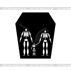 Family skeleton in house. Dead family - vector clip art