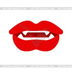 Vampire Woman lips with fangs . Female mouth. ill - vector image