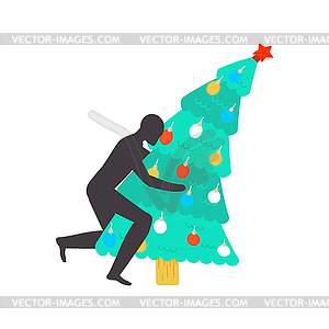 Fuck Christmas tree . fucking christmas. Man sex - royalty-free vector clipart