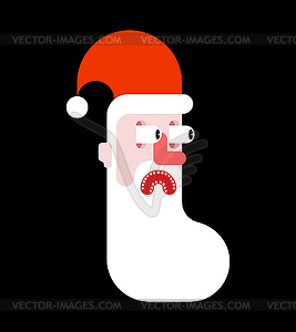 Santa scare fear face. Christmas and New Year   - vector clipart