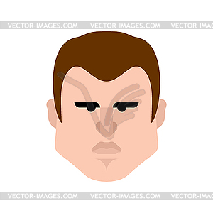 Serious man face. Severe guy head - vector image