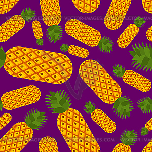 Pineapple pattern seamless. ananas ornament. - vector clipart