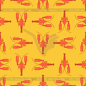 Crayfish pattern seamless. Marine crustacean - vector clipart