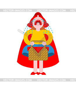 Little Red Riding Hood and basket of cakes - vector clipart / vector image