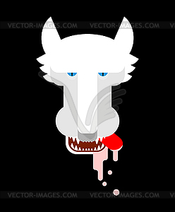 White Wolf face . Snow Predator beast muzzle head - vector image