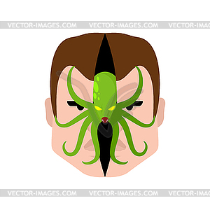 Parasite In Head Pest With Tentacles Inside Head Vector Image