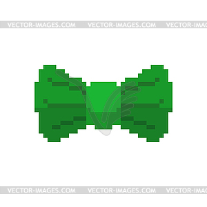 Green Bow butterfly pixel art . St. Patrick`s Day - color vector clipart