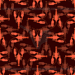 Crayfish pattern seamless. Marine crustacean - vector clipart