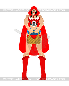 Adult Red Riding Hood and Basket of pies. - vector image