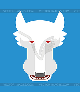 White Wolf face . Snow Predator beast muzzle head - vector image