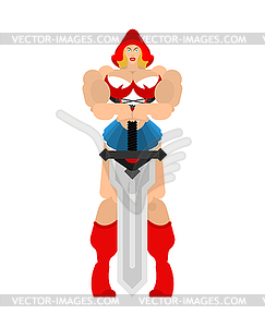 Strong Adult Red Riding Hood. Strong female - vector clipart / vector image