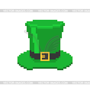 Green hat Leprechaun pixel art. Holiday of - color vector clipart