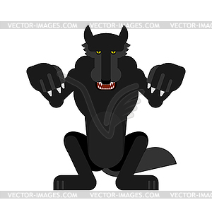 Angry Wolf attack . Werewolf Predator beast Standin - vector clipart / vector image