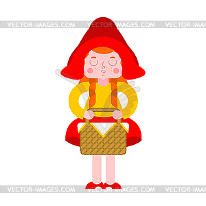 Little Red Riding Hood and basket of cakes - vector image