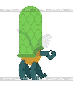 Turtle cartoon style. Amphibian with high shell - vector image