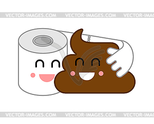 Shit and paper friends. Toilet Romatic - vector clip art