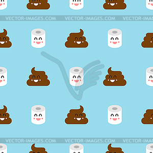 Shit and toilet paper pattern seamless. Turd and - vector image