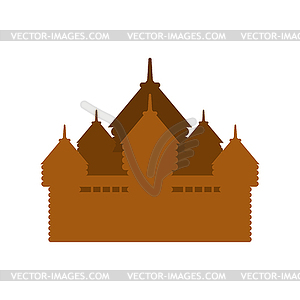 Wooden fortress. timbered castle Tower. Old outpost - vector image