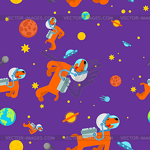 Dog astronaut space pattern seamless. Pet spaceman - vector clipart