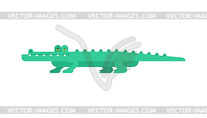 Крокодил мультяшный. Аллигатор зеленый. крокодил рептилия - векторный графический клипарт