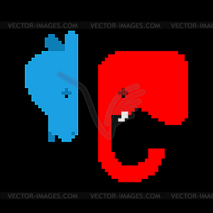 Elephant and Donkey icon. Democrat and Republican - vector clipart