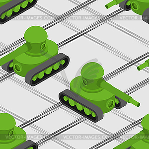 Tank isometric style pattern. War machine background - vector clipart